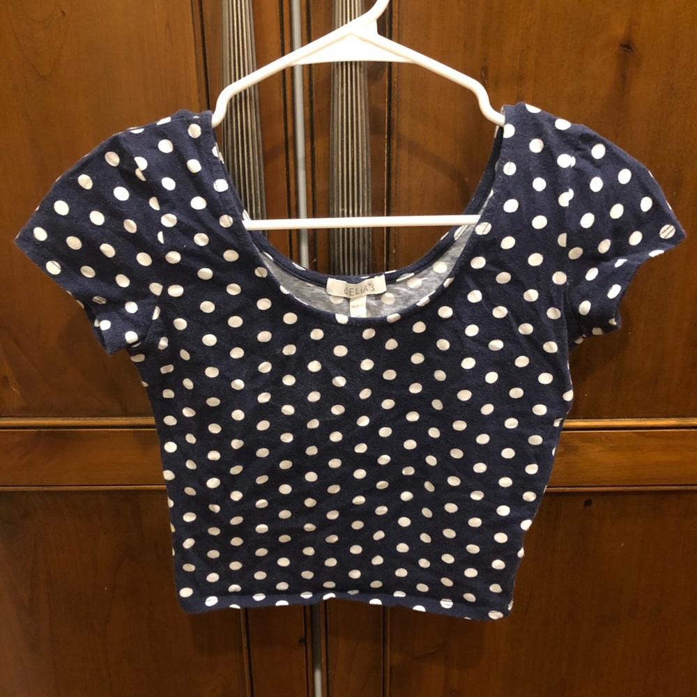 Navy polka dot crop top!